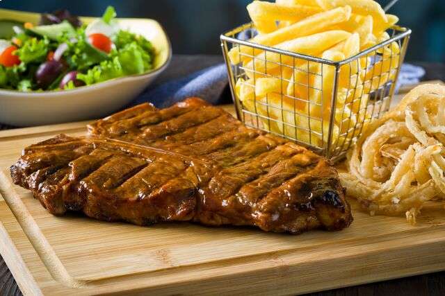Flame-grilled steak